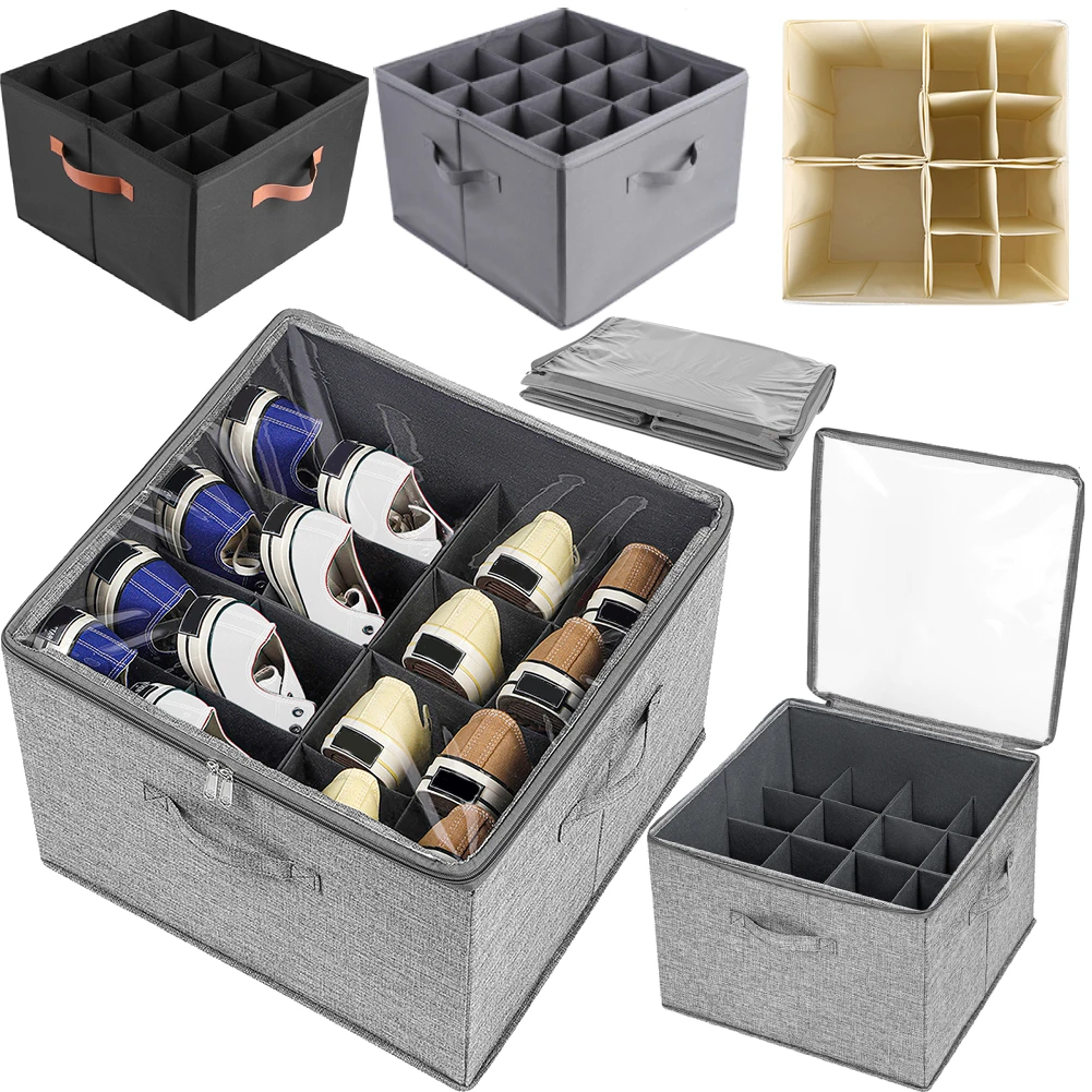 16 Grid Shoe Organizer Shoe Storage Organizer Adjustable Dividers Shoe Storage Box Shoe Storage Bin for Sneakers Loafers Sandals