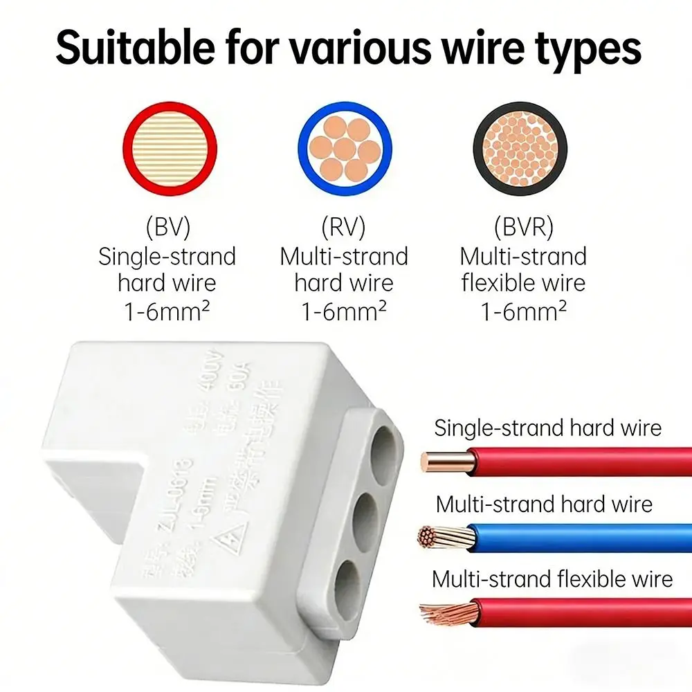 Electrical Connectors Spliceable High Power Splitter Conductor Brass 1-6mm² Quick Terminal Block Wire Connector Electrical