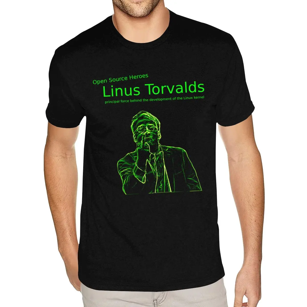

Linux Open Source Heroes — рубашка Linus Torvalds 5XL для мужских черных рубашек