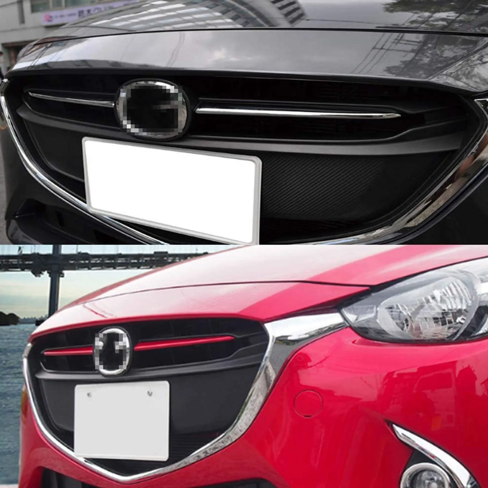 Imagem -04 - Carro Frente Grille Trim Moldagem para Mazda Demio 20232023 dj dl Mazda2 Hatchback Sedan Styling Vermelho