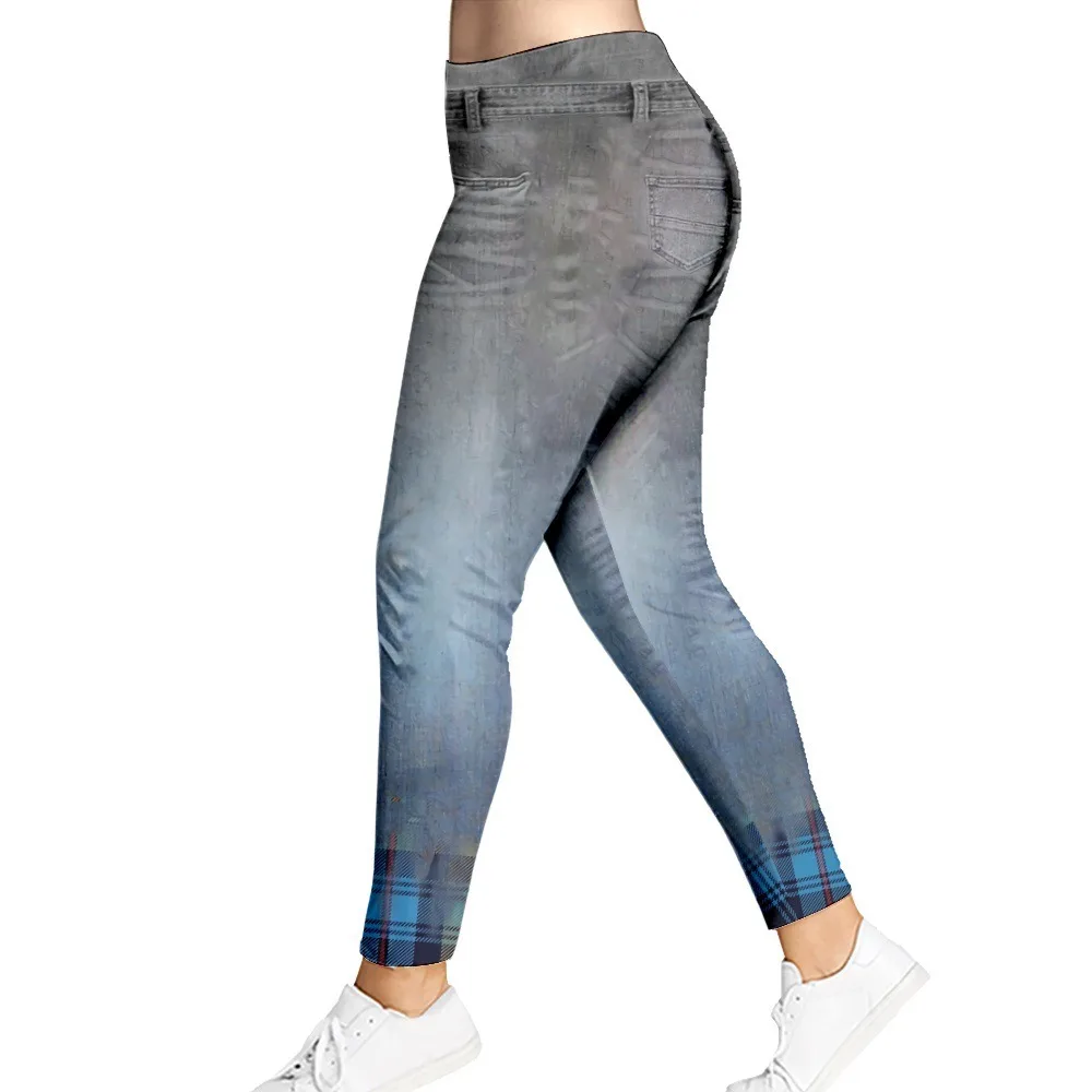 Calças retrô estampadas para mulheres, leggings de cintura alta, calças justas push up fitness, calças esportivas, roupas de ginástica, sexy