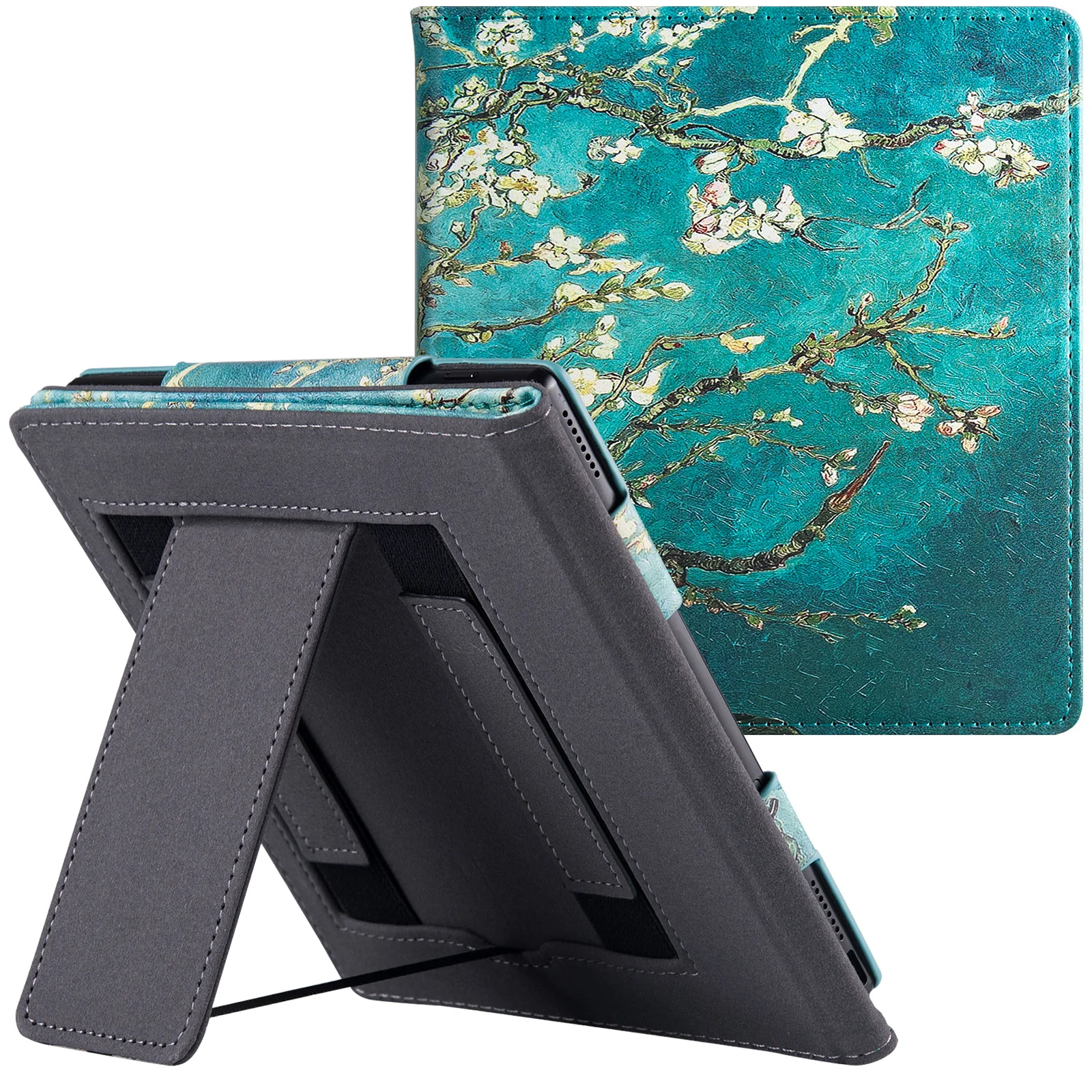 Stand Case for Onyx Boox Leaf2/Boox Leaf3/Leaf3 C e-Reader - Premium PU Leather Sleeve Cover with Hand Strap and Auto Sleep/Wake