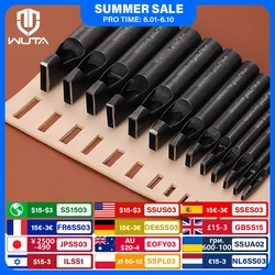 WUTA Basic Series 3-13 Pcs Leather Hole Punch Set Black Rectangle Shape Craft Oblong Punching Tool For Watch Band Bag Belt Cut