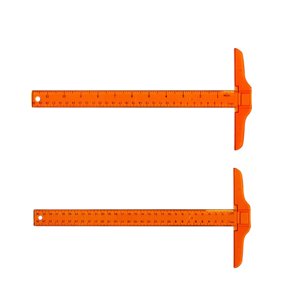 

2Pcs Plastic T Shape Ruler T-Square Double Scale Measuring Tool for Architects Engineers Students Home Office Use