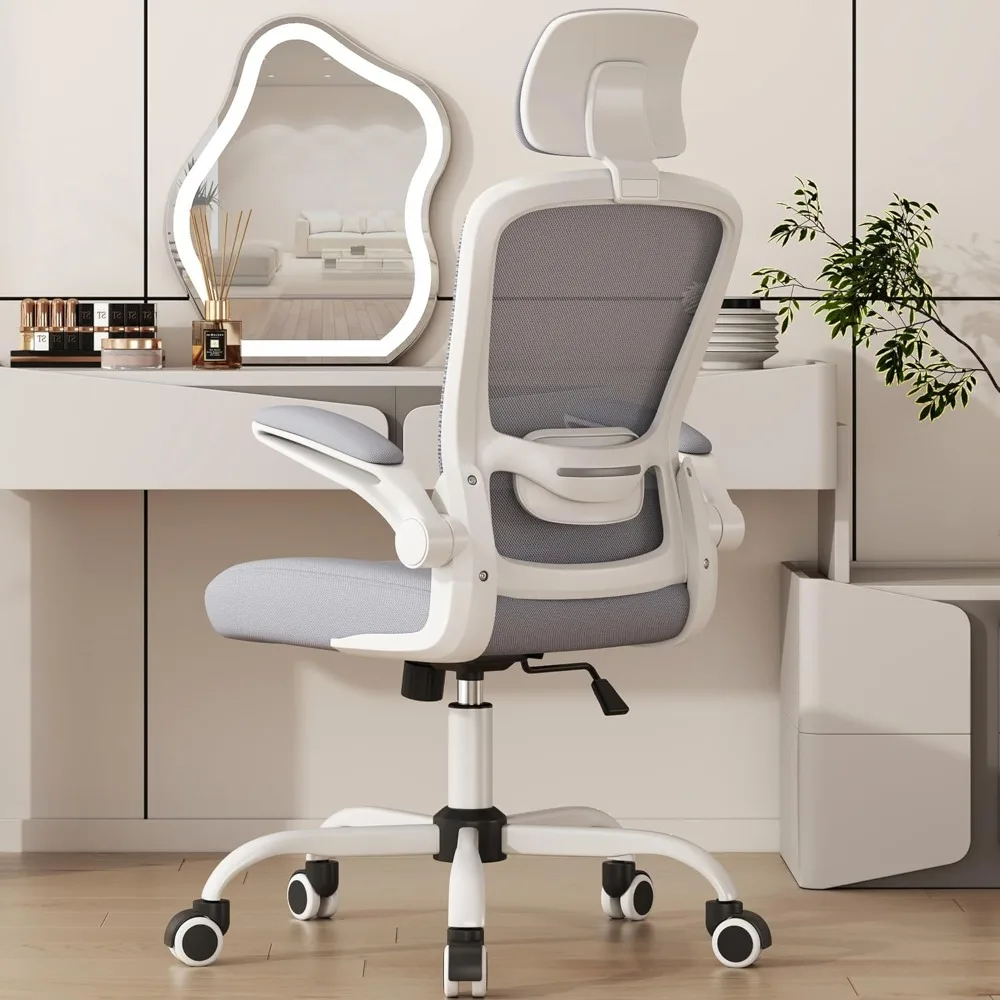 

Office Chair, High Back Ergonomic Desk Chair with Adjustable Lumbar Support and Headrest, Swivel Task Chair with flip-u