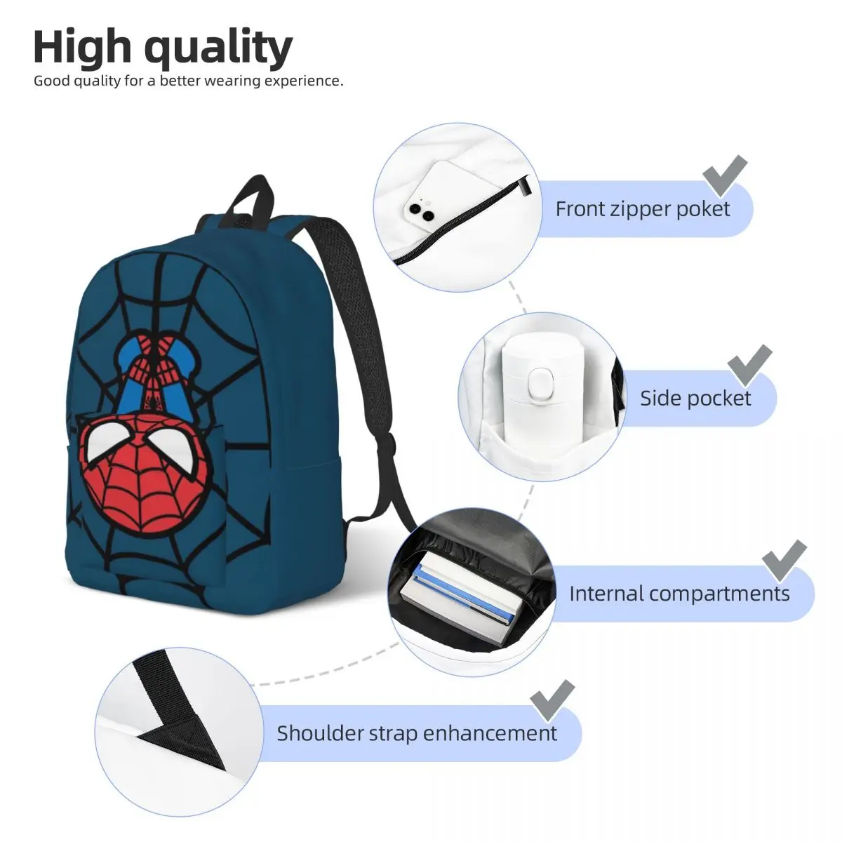 Custom Kawaii Spider Man Hanging Upside Down Canvas Backpacks Men Women Casual Bookbag for College School Spiderman Bags