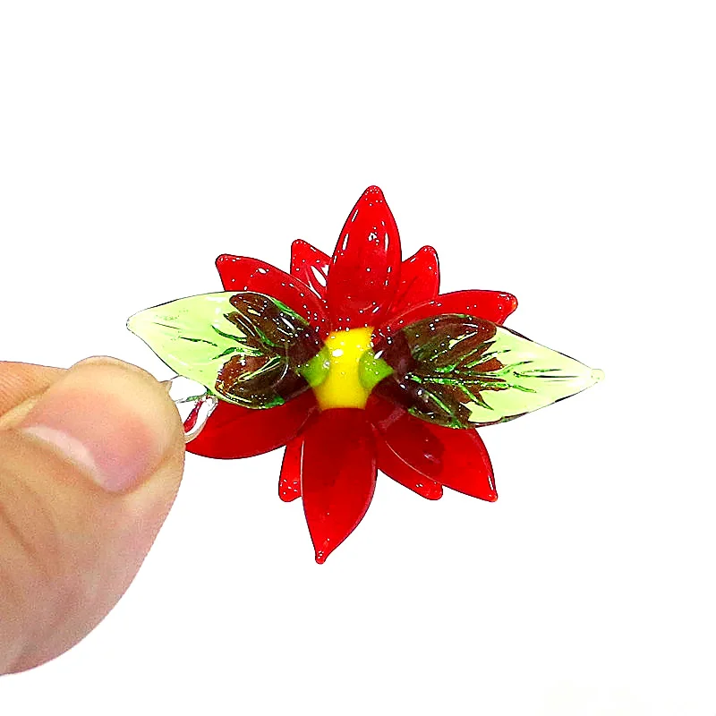 Carino in miniatura di vetro ciondolo di fiori ornamenti per gioielli fai da te creazione di collana accessori o di natale capodanno matrimonio san valentino festa appeso decorazioni forniture