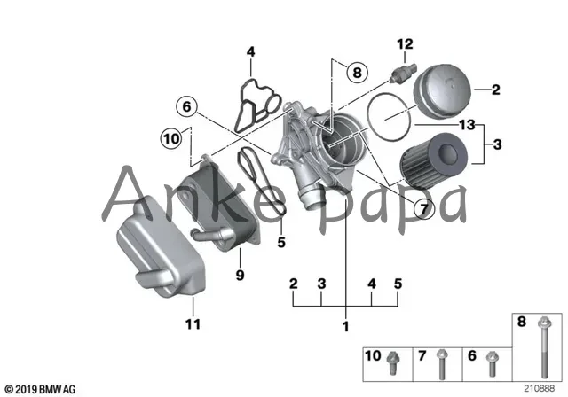 Original Oil Cooler Seal Gasket For BM E90 E60 E61 E70 E71 11428637820 Oli Filter Gasket  10 Pcs