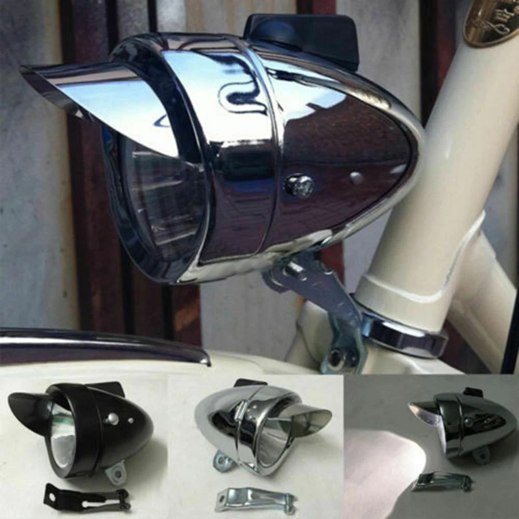 

2025 New Retro Bright Classical Cool Bicycle Headlight Vintage Design Bike Metal Case Chrome Steel LED Light Night Riding Safety