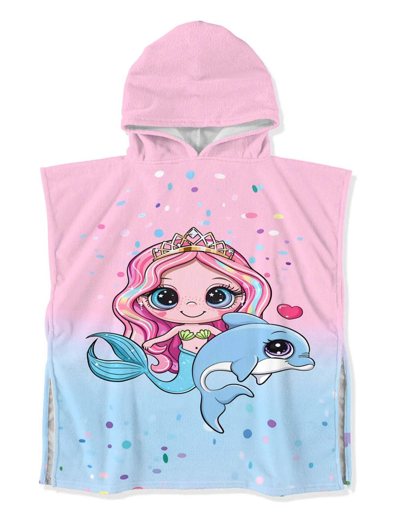 Picture 5: Mermaid Princess Bathrobe Soft Bathrobe Super Absorbent Side button Suit For Beach Pool Seaside Camping For Girl&Boy Age 2-11