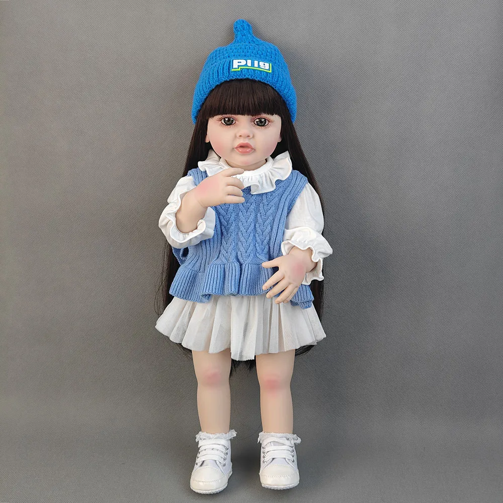 

55cm Simulation Doll Soft Silicone Viny Reborn Dolls Girl Princess Dress Up Game Pinchable Toy Children Teenager Birthday Gift