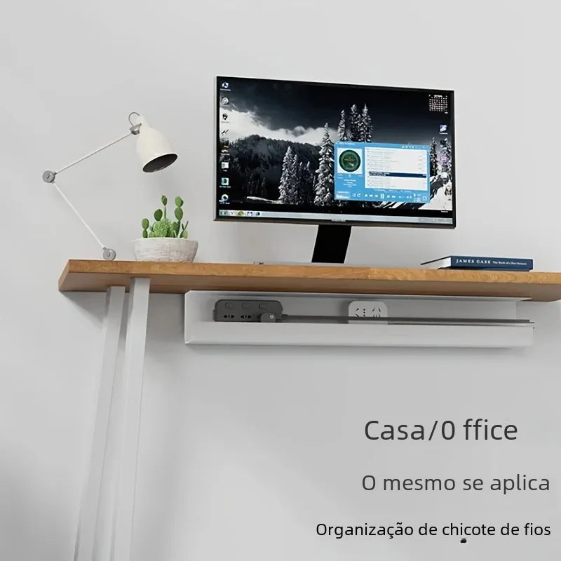 Rack de gerenciamento de cabos sob a mesa sem caixa de armazenamento de perfuraรงรฃo arranjo de plugue de fixaรงรฃo de fio inferior de mesa de computador