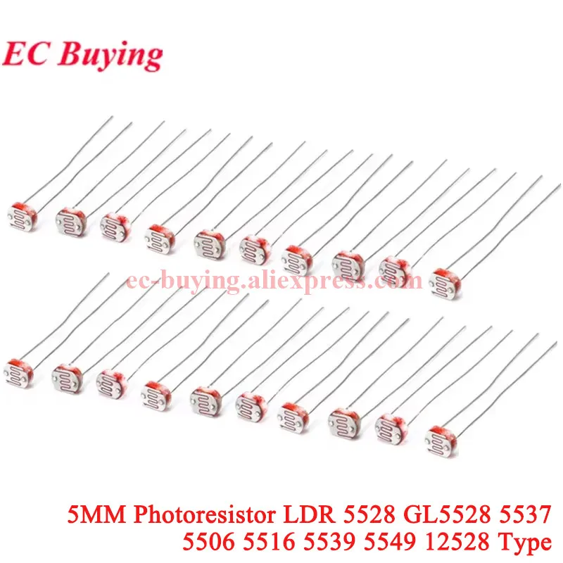 

100 шт./5 шт. LDR фото светочувствительный резистор фотоэлектрический фоторезистор сопротивление 5528 GL5528 5537 5506 5516 5539 5549 12528