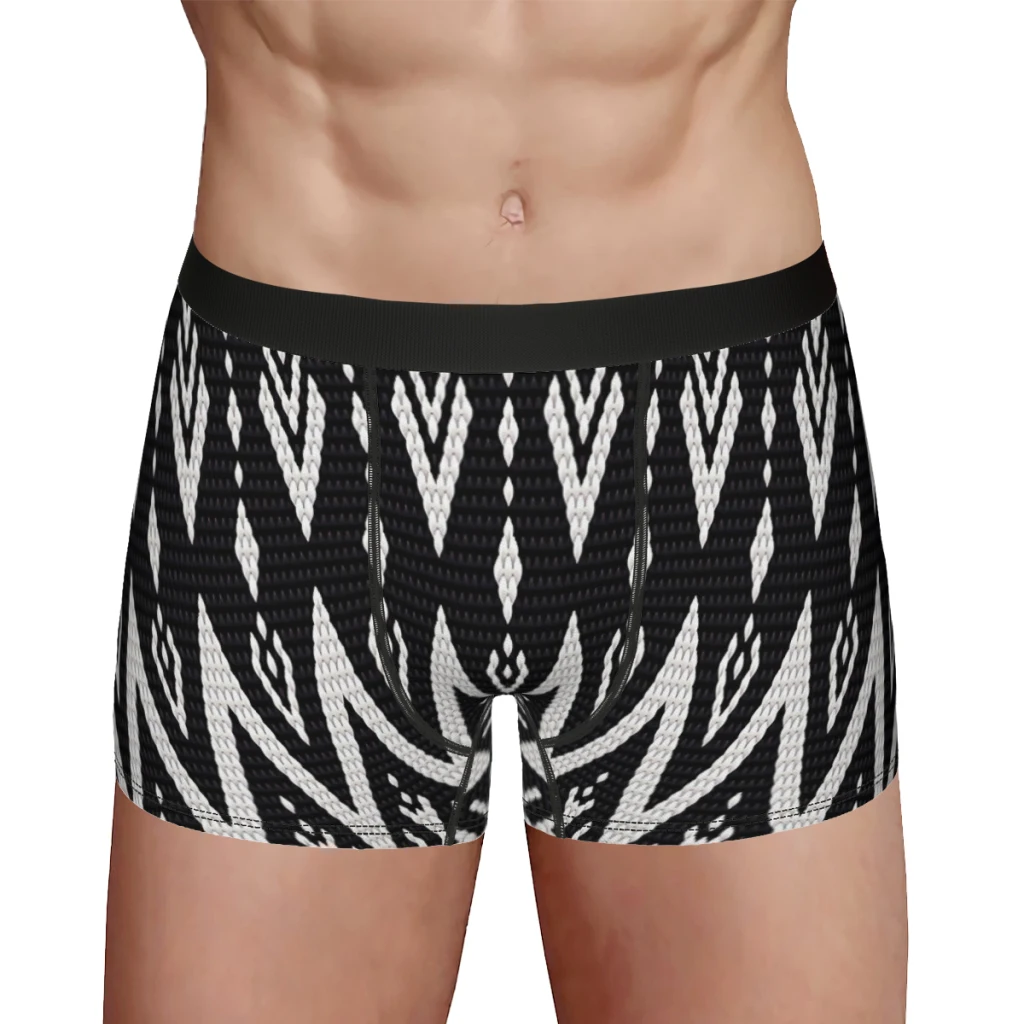 Black and White Aztec  Underpants Breathbale Panties Male Underwear Comfortable Shorts Boxer Briefs