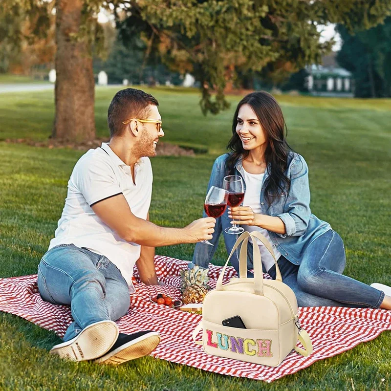 Bolsa de almuerzo para mujer, bolsos aislados, lonchera con correa ajustable para el hombro, lonchera reutilizable para adultos y niños, trabajo en la playa