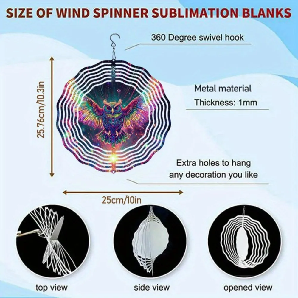 3D Solar Owl Wind Spinner Metal Garden Decor 360° Rotating Outdoor Art Hook