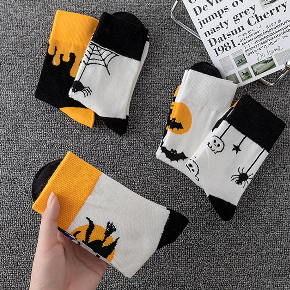 

5 Pair Terror Festival One-Size-Fits-All Men Women Socks Fun Happy Performance Party Middle Tube Socks Halloween Gift Lady Socks