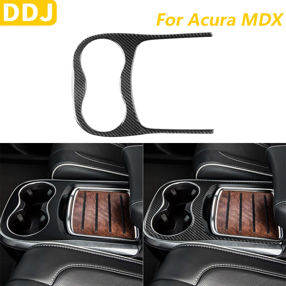 

For Acura MDX 2014-2020 Carbon Fiber Rear Water Cup Holder Storage Box Panel Decorative Cover Car Interior Accessories Sticker