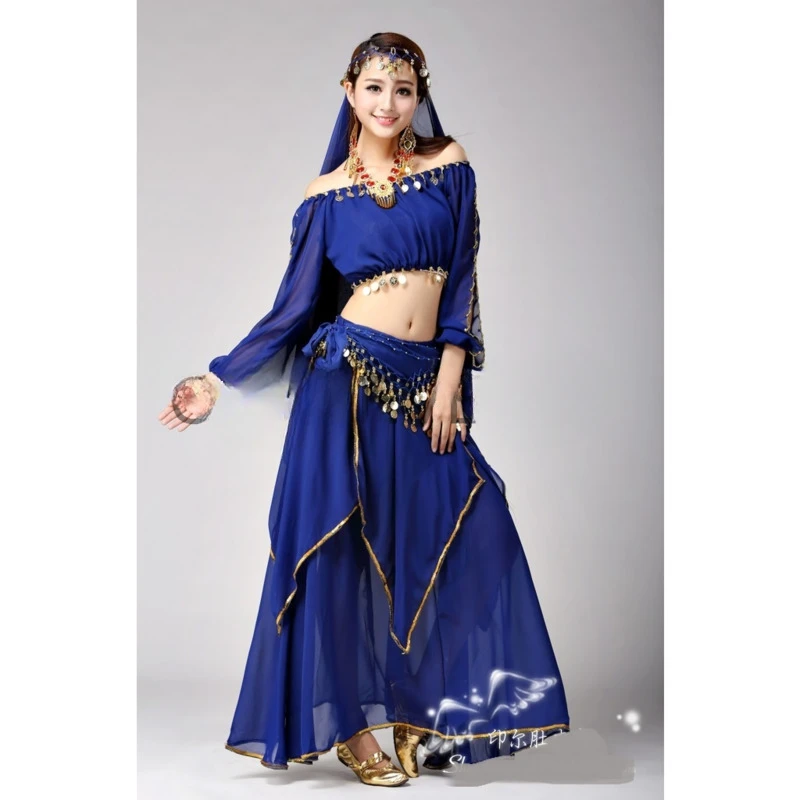 oriental belly dance costume set professional bollywood dress indian sari bridal women top skirt chiffon bellydance perfomance