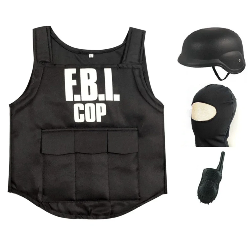 Policeman Kids Costume SWAT Costume for Boys' Classic Police Costume Uniform Girl's Police Officer Role Play Child FBI Costumes