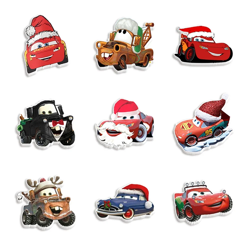 

10 Pcs /Lot Mini Disney Cartoon Cars Christmas Series Acrylic Planar Resins For Phone Decoration Jewelry Accessories