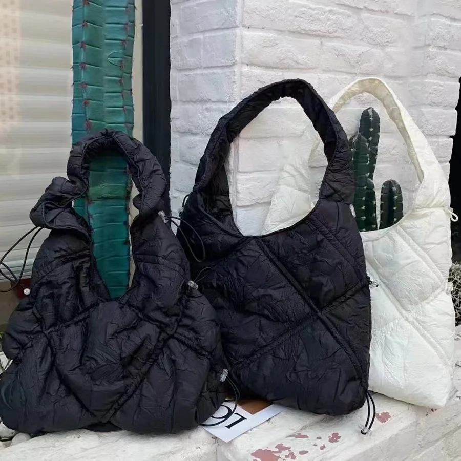 Sacs à Main de Styliste de Luxe en Nylon et Coton pour Femme, Grand Fourre-Tout Matelassé et Rembourré, à Bandoulière, à la Mode, d'Hiver