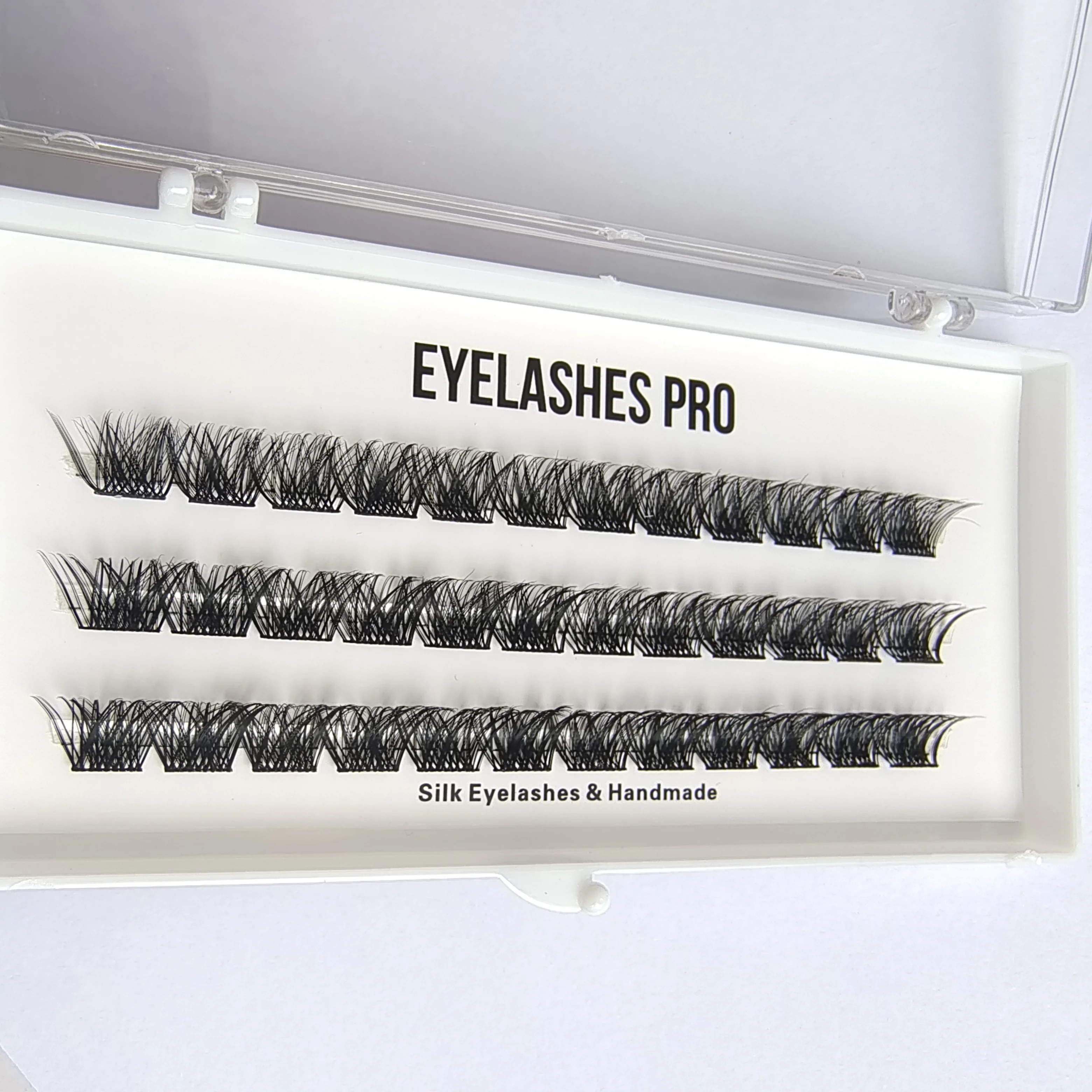 F002 DIY Hand Made Eyelash Extension Segmented Flase Lashes Dramatic Lash Bundles Soft Ribbon Strip Eyelashes Makeup Lashes