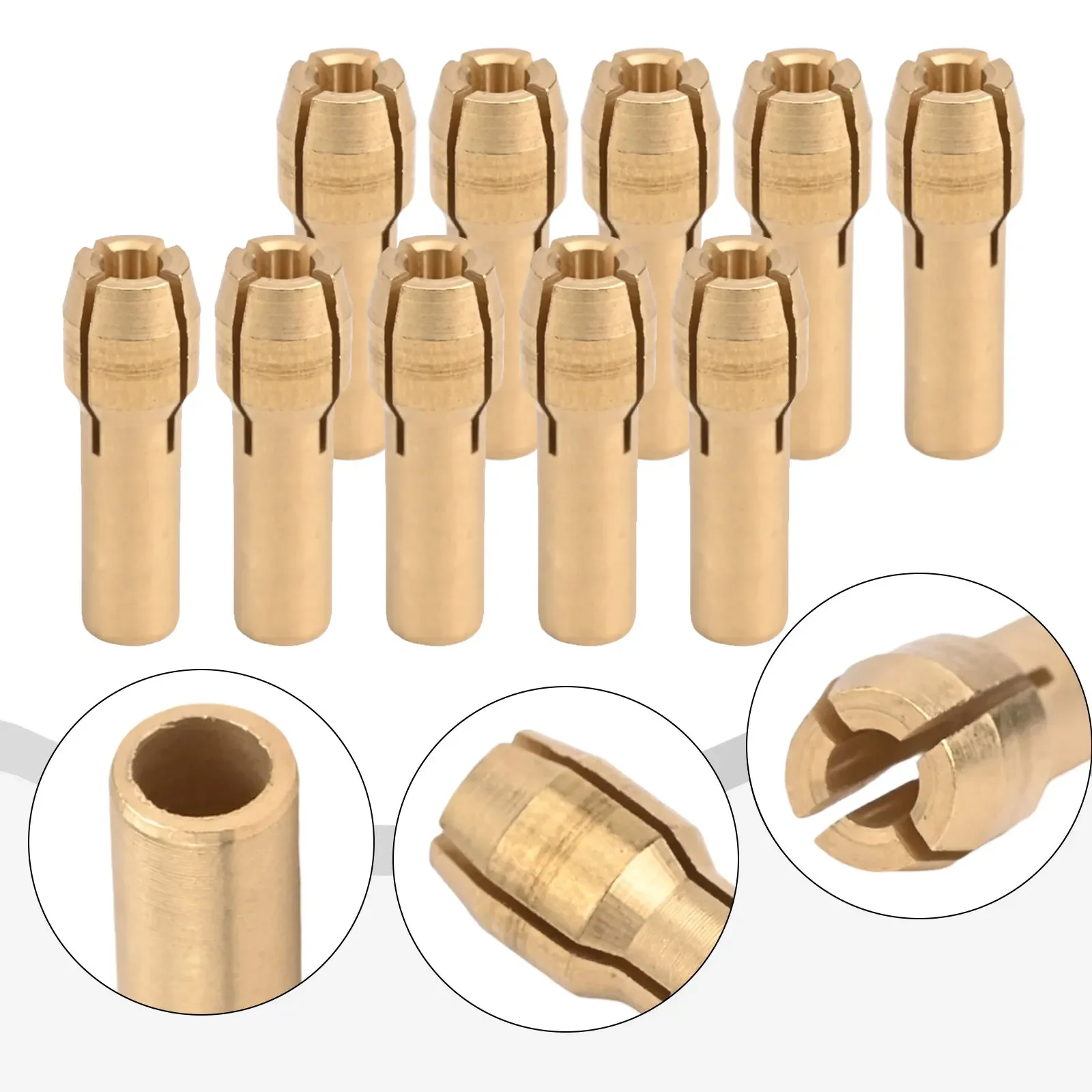 10pcs Mini Drill Collet Chuck 0.5-3.2mm 4.3/4.8mm Shank Brass Chucks Adapter For Installing Drills/electric Grinders/power Tool