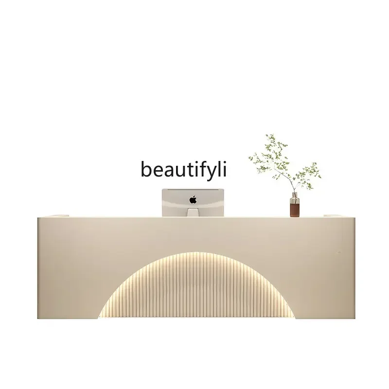 

Beauty Salon Clothing Store Beige Cashier Counter Bar Simple Modern Reception Desk