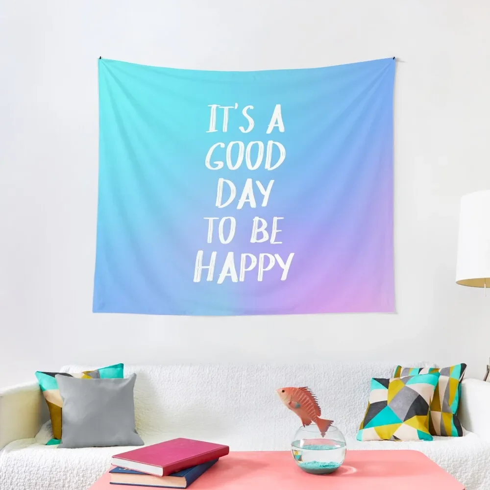 

It's a Good Day to Be Happy in Holographic Colors Tapestry Kawaii Room Decor Home Decoration Room Decorator Wallpaper Tapestry