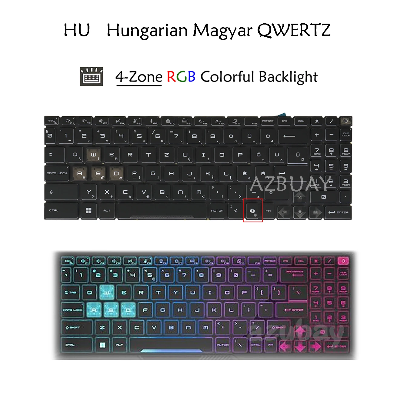 Hungarian Keyboard For MSI Pulse 15 B13V/ 17 B13V / 15 B13VFK / 15 B13VGK / 17 B13VFK / 17 B13VGK 4-Zone RGB Colorful Backlit