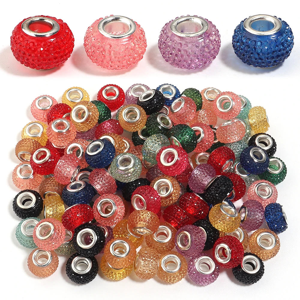 20 Stück/Los Harzperlen mit großem Loch, bunte, transparente lose Spacer-Perlen für Schmuckherstellung, DIY-Armbänder, Handyketten-Zubehör – Detail 4