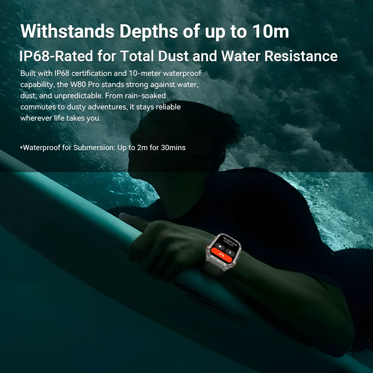 ساعة ذكية متينة للاستخدام الخارجي Blackview W80 PRO، ساعة ذكية بموضع GPS، شاشة 1.91 بوصة، 900 مللي أمبير في الساعة مع مصباح يدوي للطوارئ SOS