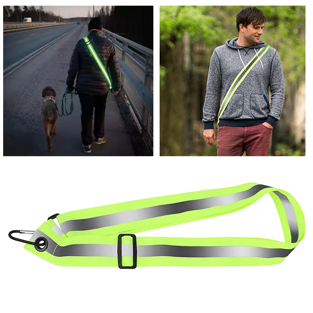 

Multi Functional Reflective Waist Strap Adjustable Safety Shoulder Sling Night Jogging Duty Cycling Reflective Leash Belt