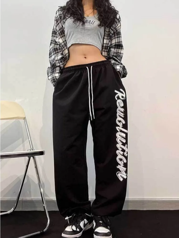 

HOUHZOU Y2k Vintage Black Baggy Sweatpants Joggings Woman Korean Fashion Loose Sports Pants Harajuku Streetwear Trousers Autumn