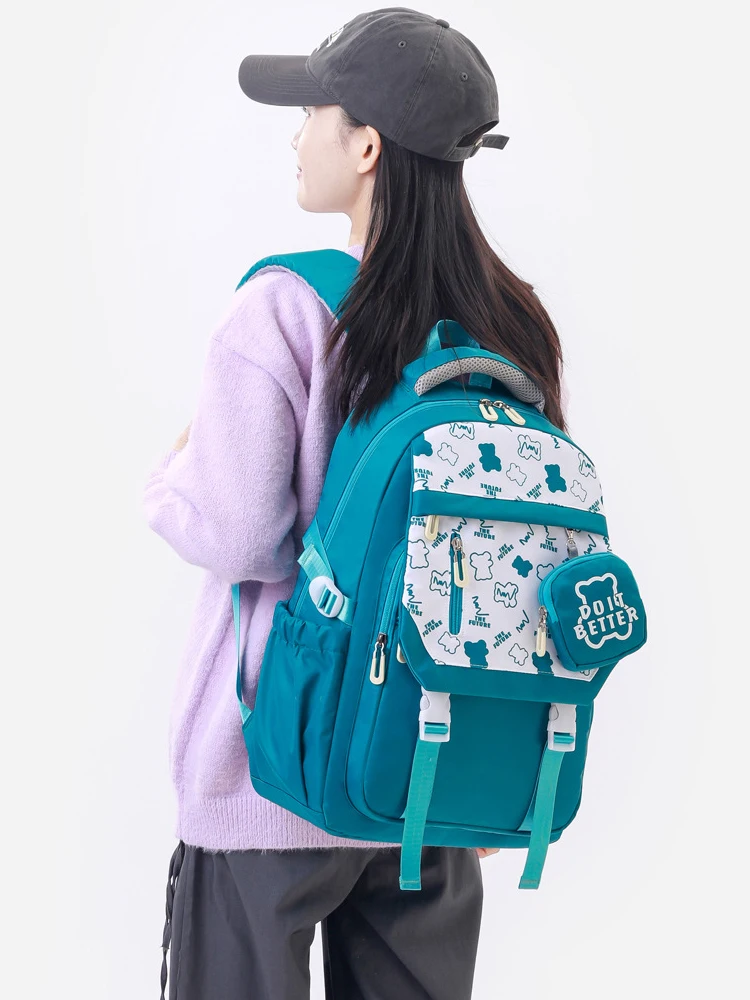 Bolso de hombro ultraligero de alta belleza para mujer, mochila de estudiante de secundaria, bolso de libros de ocio multifuncional