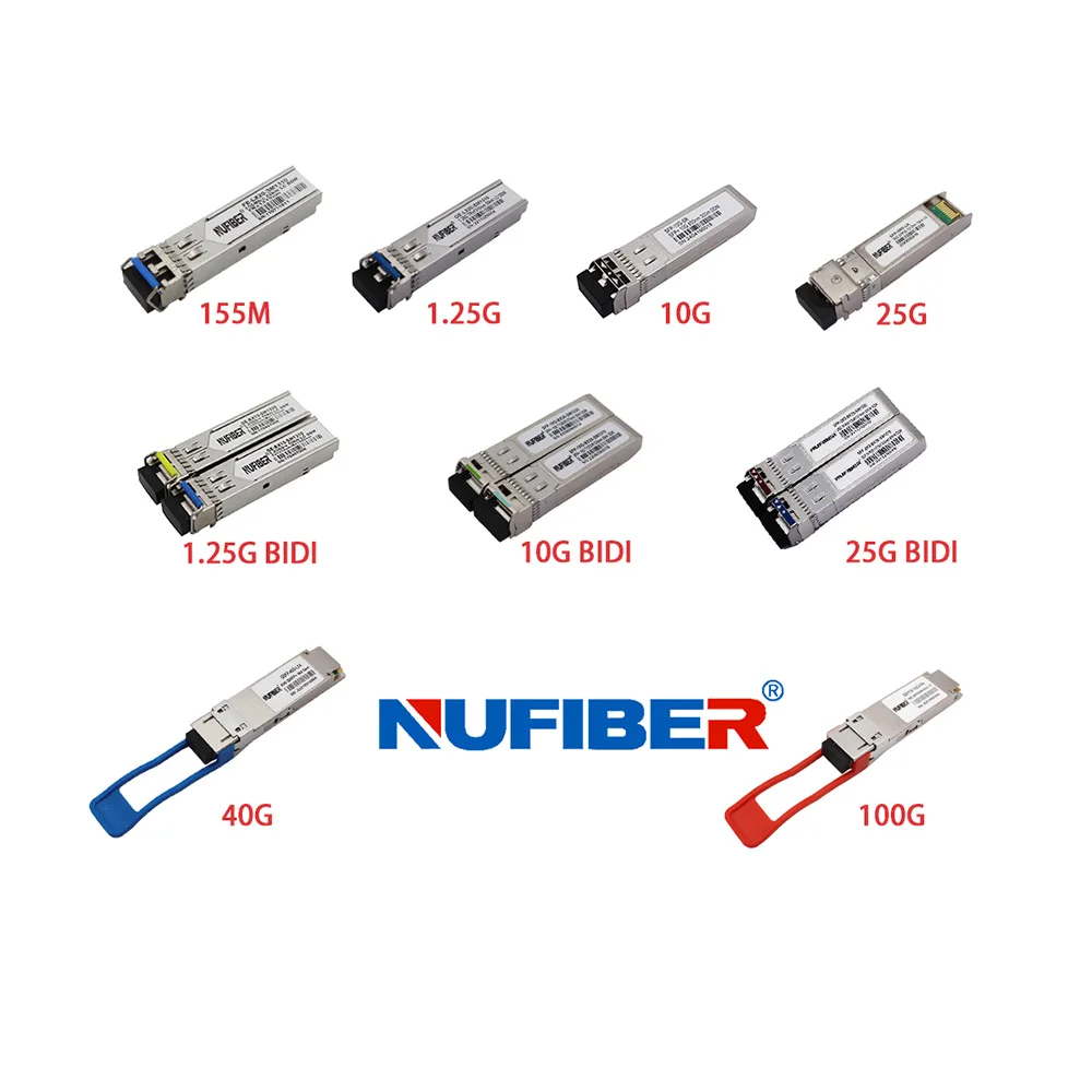 5PCS Nufiber 155M 1G 10G 25G 40G 100g SFP SFP+ XFP SFP25 QSFP+ QSFP28 Optical Module SR LR ER ZR 100m - 200kmTransceiver Module