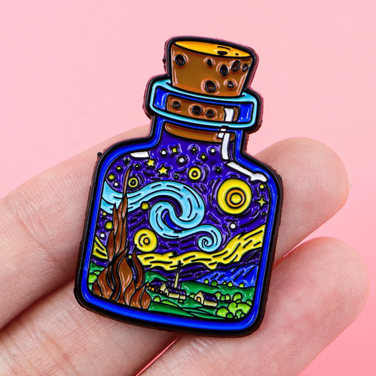Starry Sky Enamel Pins Art Bottle Brooches Badge Lapel Pin For Backpack Clothes Accessories Creative Jewelry Birthday Gifts