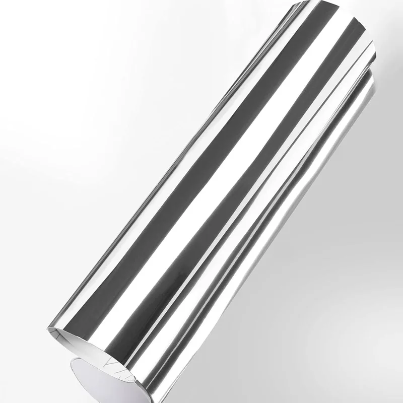 

Premium Stretchable Chrome Mirror Silver Vinyl Wrap Adhesive Film Roll Air Release DIY Decal Sheet