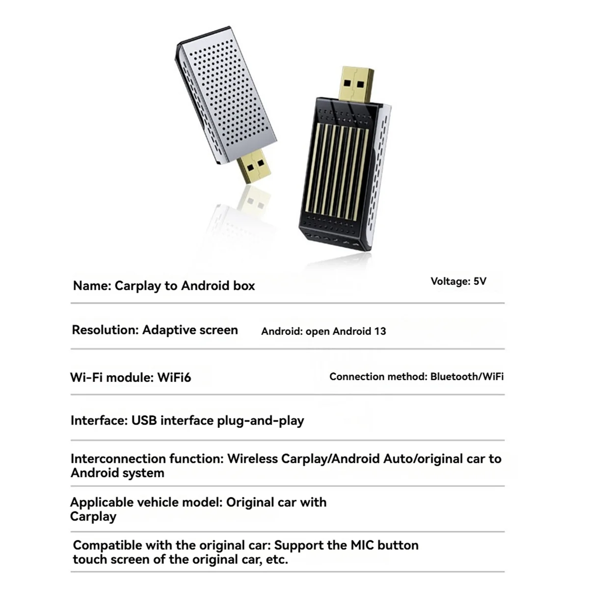 جديد 3C-AI Box Carplay 2G + 16G Android 13/Wireless Carplay/Android Auto Bluetooth 5.0 سلكي إلى محول CarPlay اللاسلكي