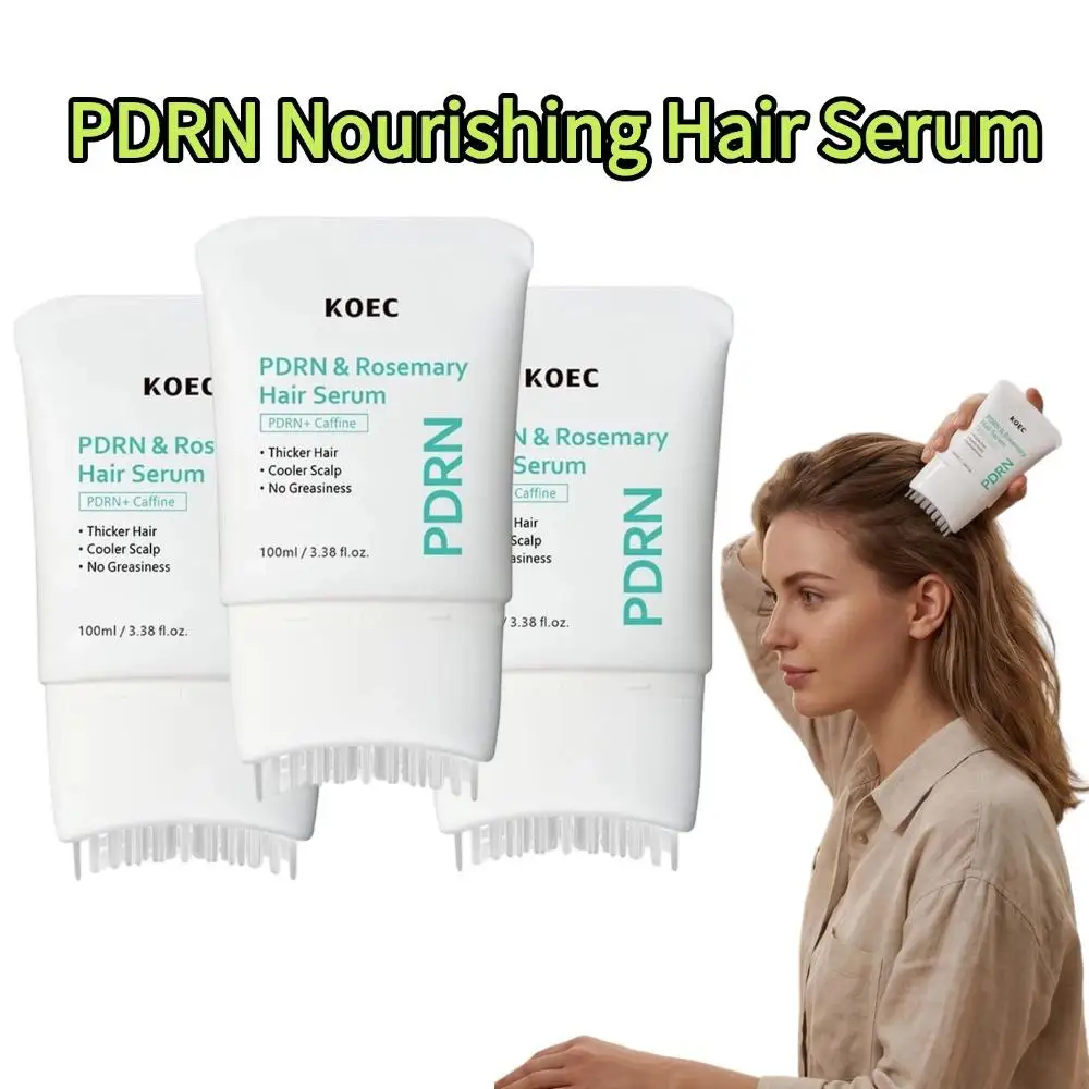PDRN Nourishing Hair Serum Scalp Care Essence With Massager Comb Brush  Loss Repair Volumizing Thickening Hair Support For Women