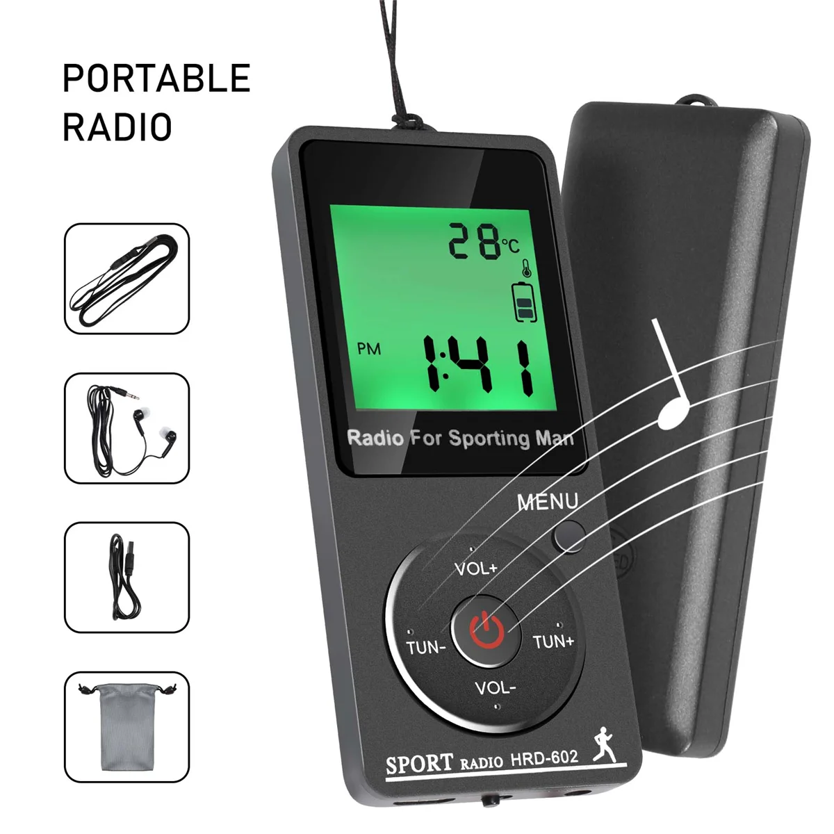 AM FM Portable Radio Personal Radio with Headphones Walkman Radio with Rechargeable Battery Digital Display Stereo Radio image 4