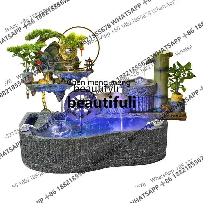 

X Artificial Mountain and Fountain Fish Pond Living Room Balcony Fish Tank Courtyard Fish Pond Company Hotel OrnamentsA