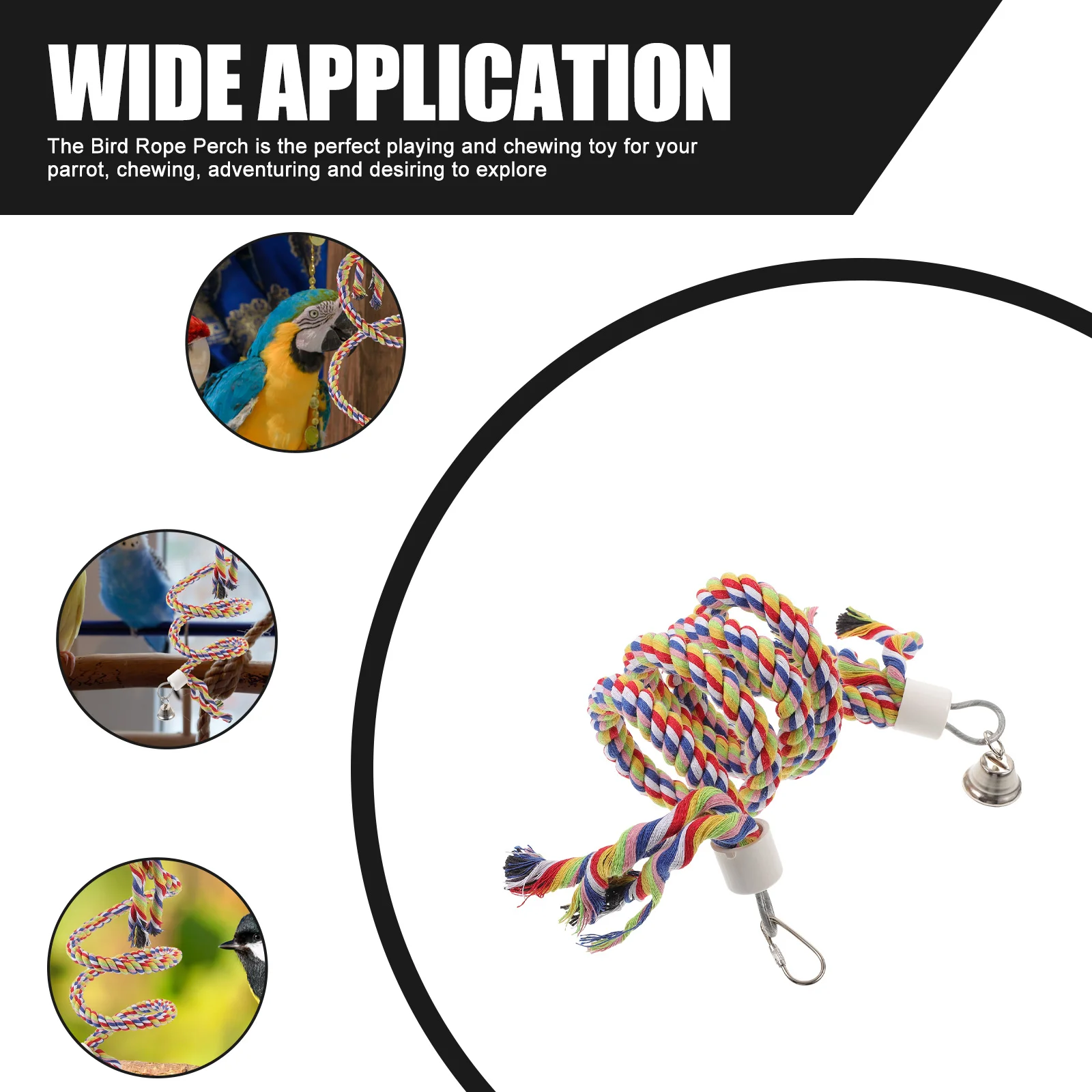 

2Pcs Bird Rope Stand Cotton Rope Parrot Cage Perch Durable Hanging Bird Cage Accessories Parrot Toys Cockatiel Toy
