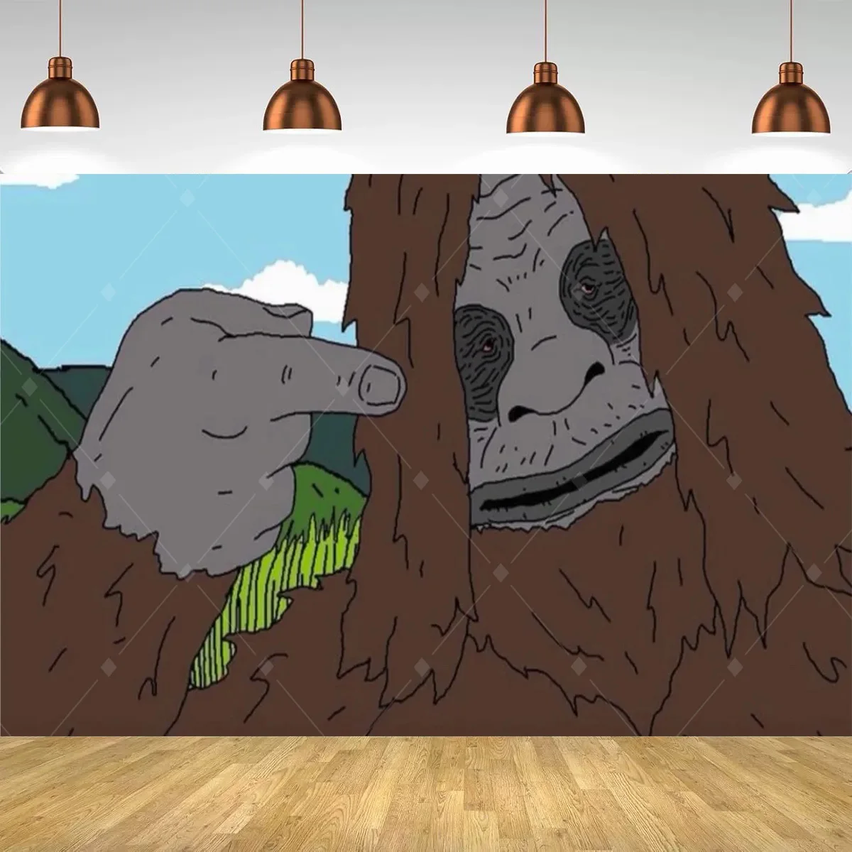 The Big Lez Show Sassy The Sasquatch Hintergrundposter, psychedelischer Cartoon-Wandkunstdruck, Heimdekoration für Zimmer, ästhetisches Banner – Detail 5