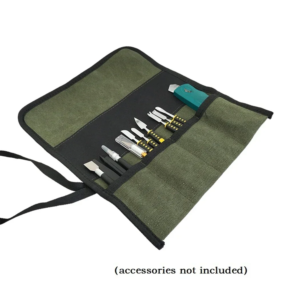 1PC Multiple Pockets Multi-Purpose Roll Up Tool Bag Wrench Pouch Hanging Tool Oxford Canvas Tool Organizer Bag