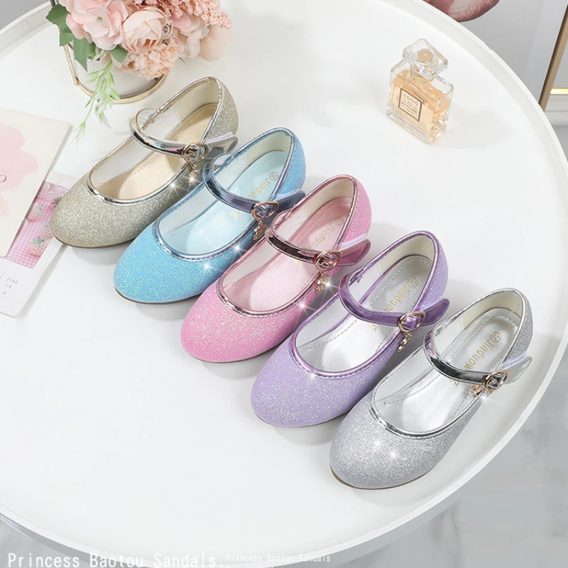 

Girls Shoes Princess Party Dance Fashion Crystal Kids Leather Shoes Wedding High Heels Children's Soft Soled Shoes 3-14 Years