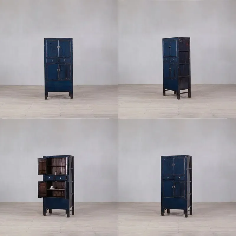 Handmade solid wood traditional antique design large capacity durable storage side cabinet, suitable for living room and