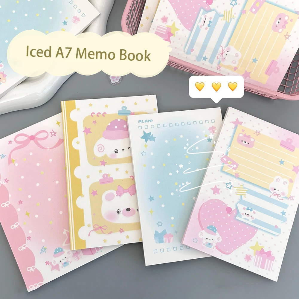 200 Sheets Frostbite Biscuit Series Memo Pad, Cute Non Sticky Notebook Material Book, Leave a Message Memo