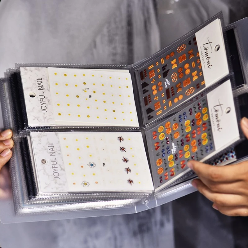 1 Book Nail Stickers Storage Book Large Capacity Exhibition Photo Album Card Package Button Type Manicure Sticker Notebook